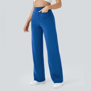 HALARA 4 Button High Rise Royal Blue BBL Pants Women's L NWT